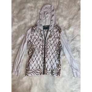 White detailed hoodie